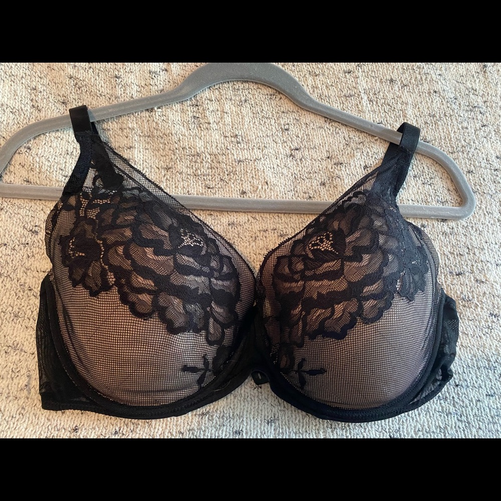 Natori Flora Contour Bra and Panty set 34G Black